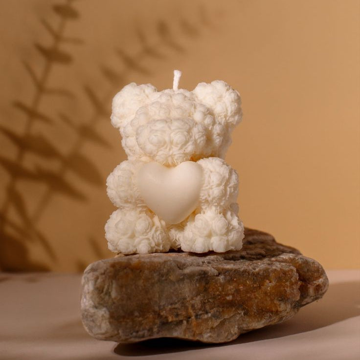 Teddy Heart Candle – Handcrafted Love in Wax