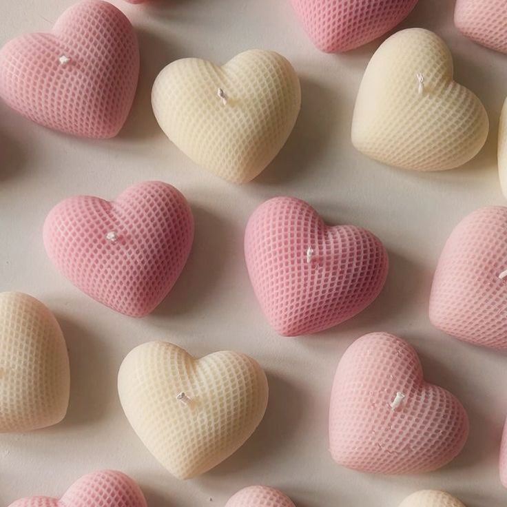 Dotted Heart Small Candle – Handcrafted Luxury Set (Pack of 4)