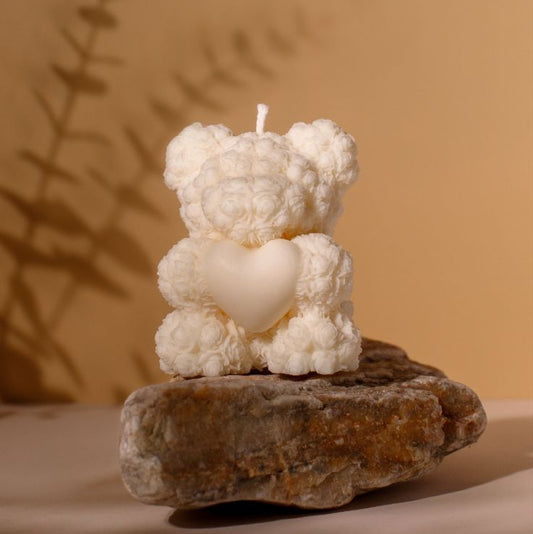 Teddy Heart Candle – Handcrafted Love in Wax