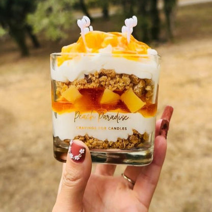 Peach Paradise Dessert Candle – Handcrafted Luxe Parfait in Wax