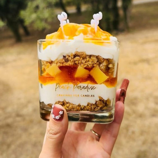 Peach Paradise Dessert Candle – Handcrafted Luxe Parfait in Wax