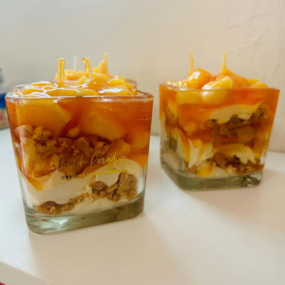 Peach Paradise Dessert Candle – Handcrafted Luxe Parfait in Wax