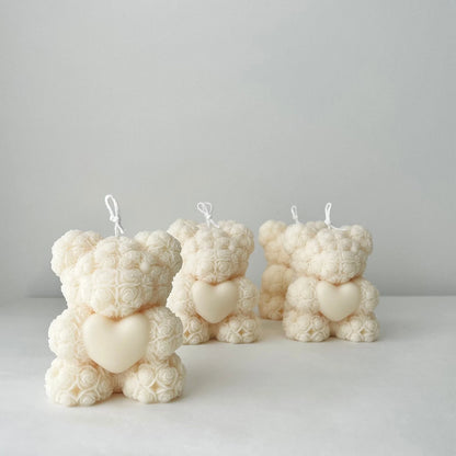 Teddy Heart Candle – Handcrafted Love in Wax